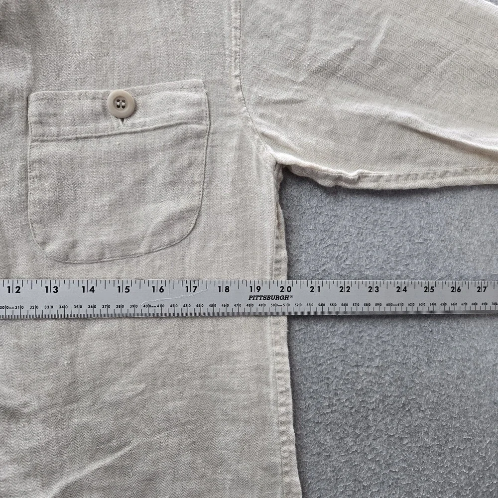 Charter Club Women Button Up Shirt S‎ Cream Collared Front Long Sleeve